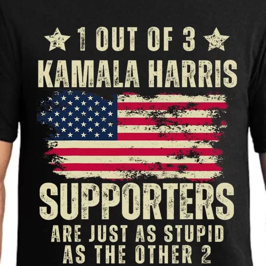 Anti Kamala Harris Stupid Joke American Flag Kamala Supporters Are Stupid Pajama Set