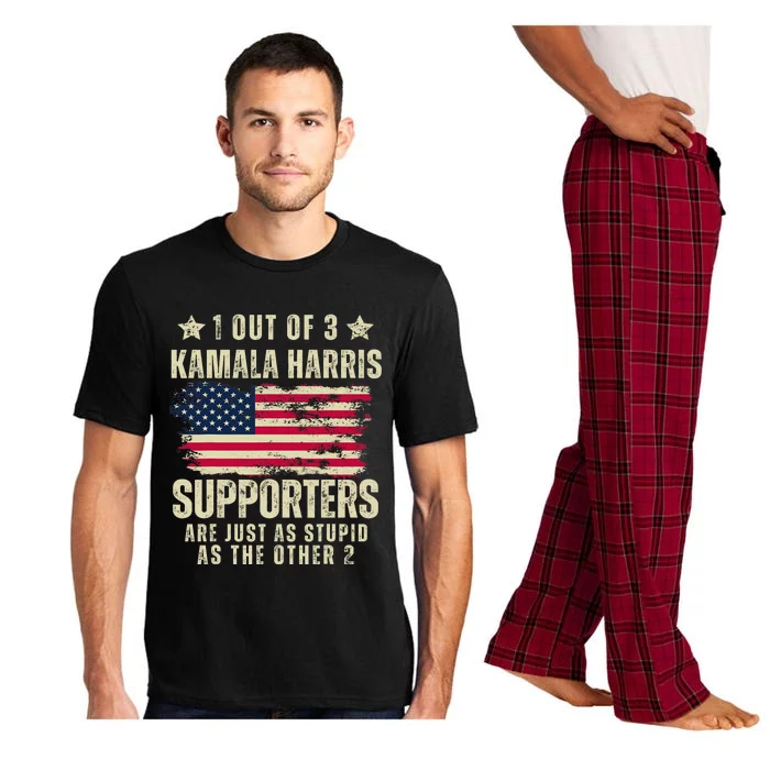 Anti Kamala Harris Stupid Joke American Flag Kamala Supporters Are Stupid Pajama Set