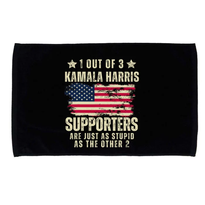 Anti Kamala Harris Stupid Joke American Flag Kamala Supporters Are Stupid Microfiber Hand Towel