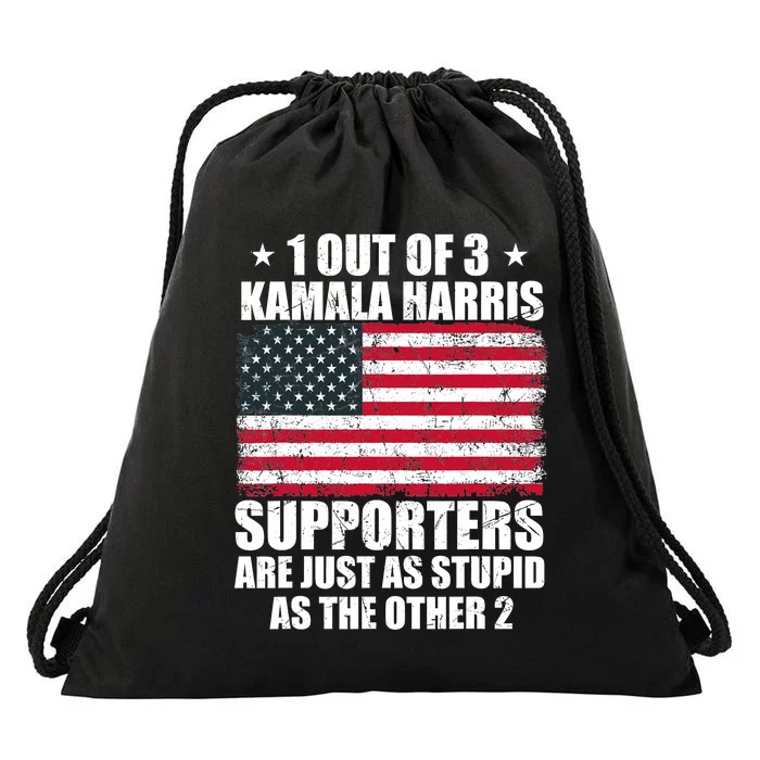 Anti Kamala Harris Stupid Joke American Flag Usa Funny Humor Drawstring Bag