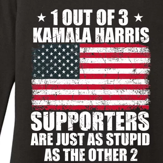 Anti Kamala Harris Stupid Joke American Flag Usa Funny Humor Womens CVC Long Sleeve Shirt