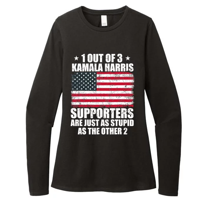 Anti Kamala Harris Stupid Joke American Flag Usa Funny Humor Womens CVC Long Sleeve Shirt