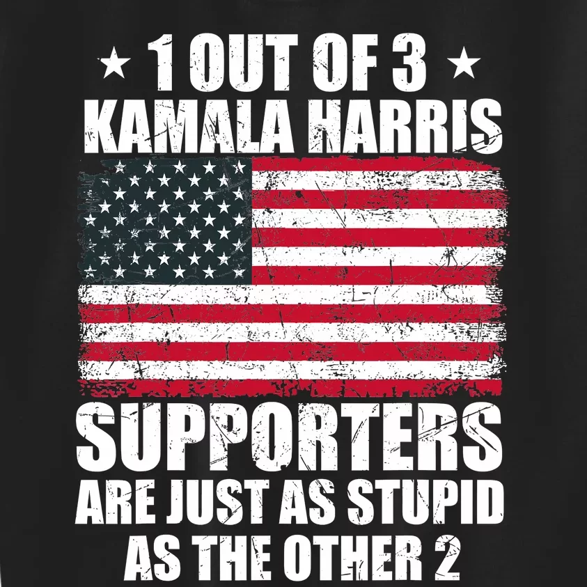 Anti Kamala Harris Stupid Joke American Flag Usa Funny Humor Kids Sweatshirt