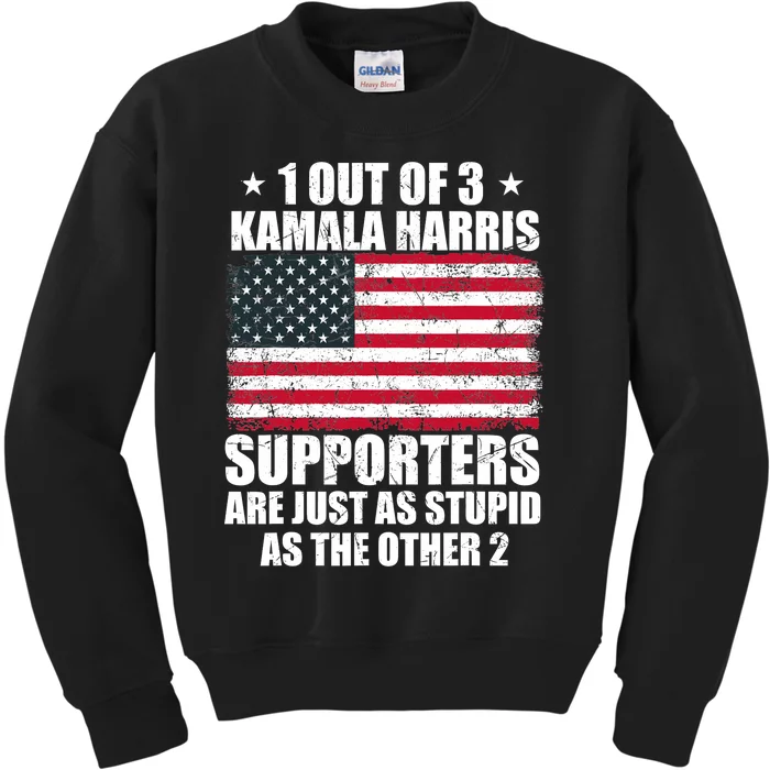 Anti Kamala Harris Stupid Joke American Flag Usa Funny Humor Kids Sweatshirt