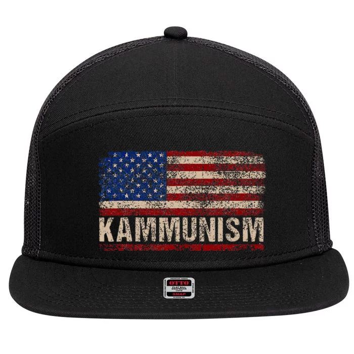 Awesome Kamala Harris Kammunism Communism Harris Walz 2024 7 Panel Mesh Trucker Snapback Hat