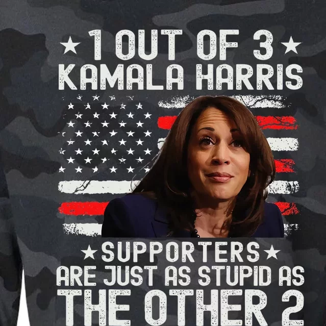 Anti Kamala Harris Stupid Joke American Flag Usa Humor Cropped Pullover Crew