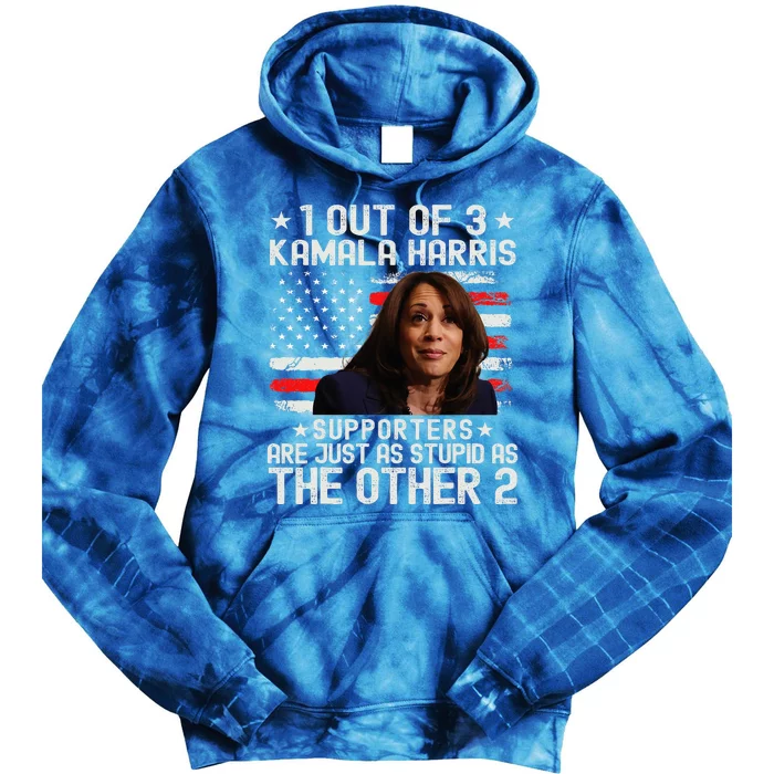 Anti Kamala Harris Stupid Joke American Flag Usa Humor Tie Dye Hoodie