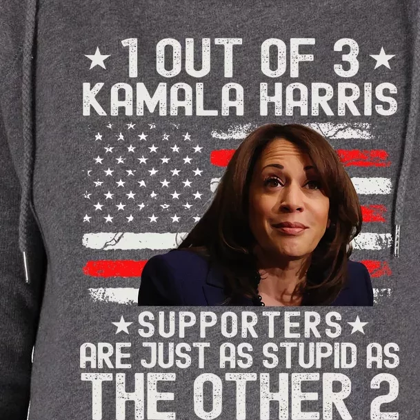 Anti Kamala Harris Stupid Joke American Flag Usa Humor Womens Funnel Neck Pullover Hood