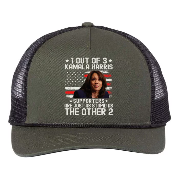 Anti Kamala Harris Stupid Joke American Flag Usa Humor Retro Rope Trucker Hat Cap