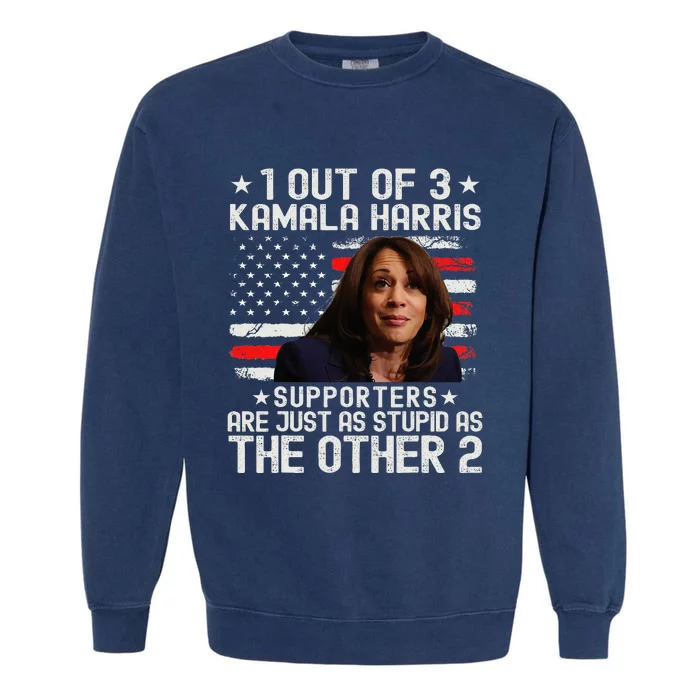 Anti Kamala Harris Stupid Joke American Flag Usa Humor Garment-Dyed Sweatshirt