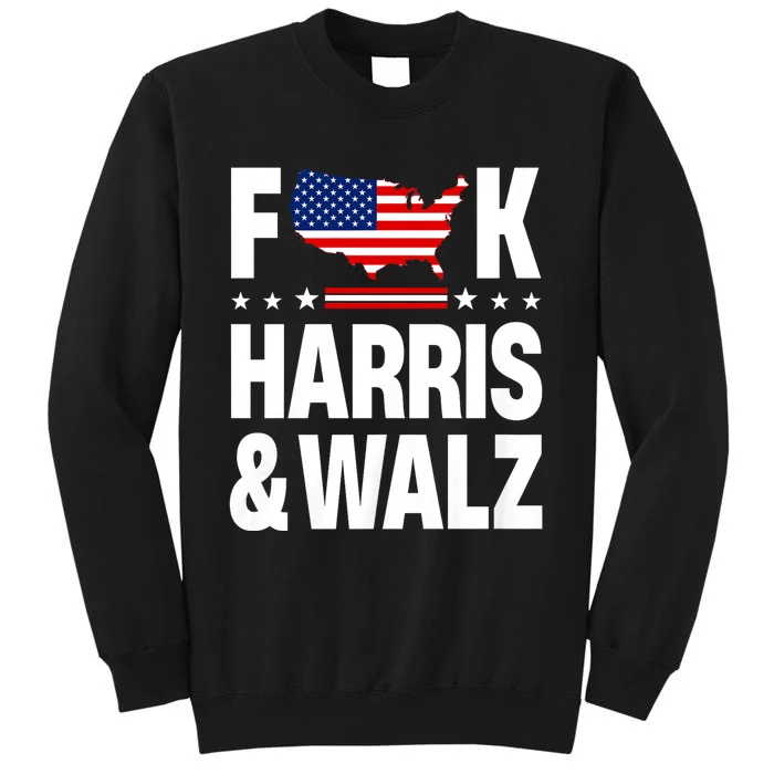 Anti Kamala Harris 2024 American Flag Usa Trump 2024 Funny Tall Sweatshirt