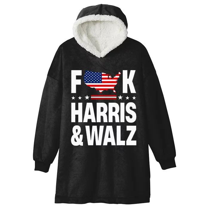 Anti Kamala Harris And Tim Walz 2024 Presidential Election Hooded Wearable Blanket