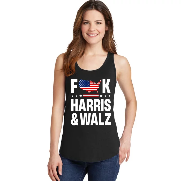 Anti Kamala Harris And Tim Walz 2024 Presidential Election Ladies Essential Tank