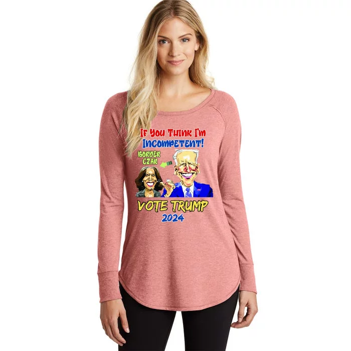 Anti Kamala Harris 2024 Border Czar Incompetent Vote Trump Women's Perfect Tri Tunic Long Sleeve Shirt