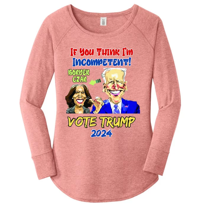 Anti Kamala Harris 2024 Border Czar Incompetent Vote Trump Women's Perfect Tri Tunic Long Sleeve Shirt