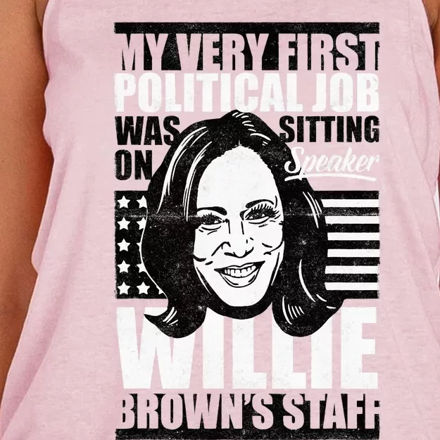 Antibiden Kamala Harris First Job Willie Brown Female Vp Women's Knotted Racerback Tank