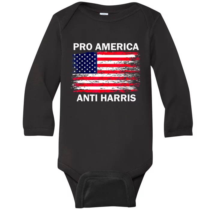 Anti Kamala Harris Pro America Flag Kamala Harris Gift Baby Long Sleeve Bodysuit