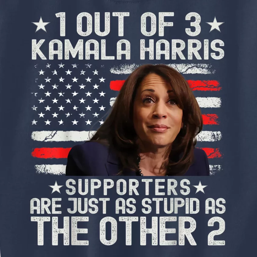 Anti Kamala Harris Stupid Joke American Flag Usa Humor Kids Sweatshirt