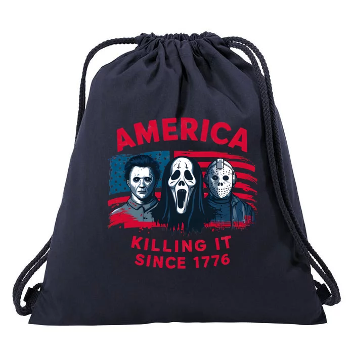 America Killing It Since 1776 Usa Flag Drawstring Bag