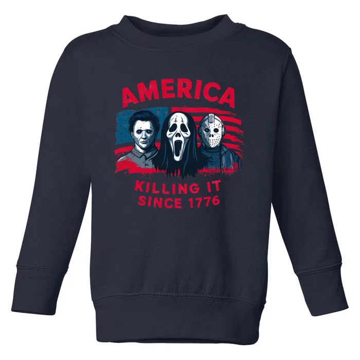 America Killing It Since 1776 Usa Flag Toddler Sweatshirt