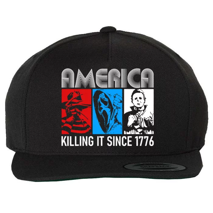 America Killing It Since 1776 Horror The Red White And Blue Wool Snapback Cap