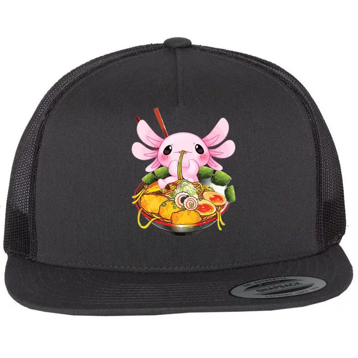 Axolotl Kawaii Japanese Food Flat Bill Trucker Hat