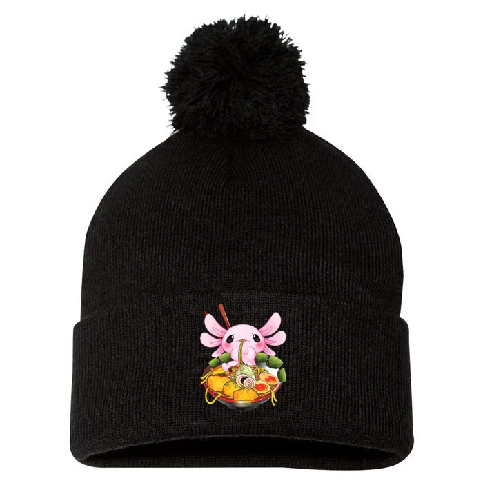 Axolotl Kawaii Japanese Food Pom Pom 12in Knit Beanie