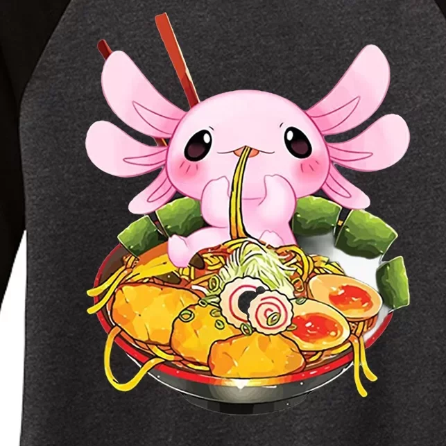 Axolotl Kawaii Japanese Food Women's Tri-Blend 3/4-Sleeve Raglan Shirt