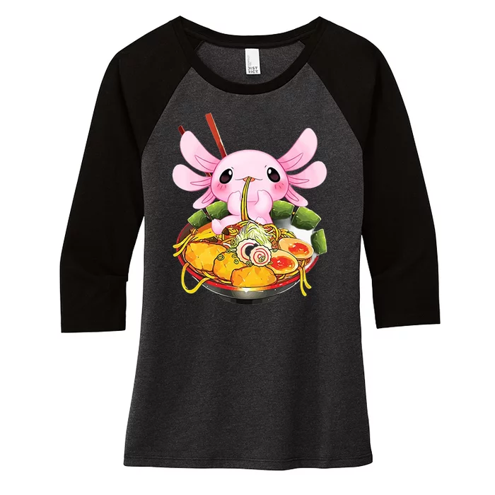 Axolotl Kawaii Japanese Food Women's Tri-Blend 3/4-Sleeve Raglan Shirt