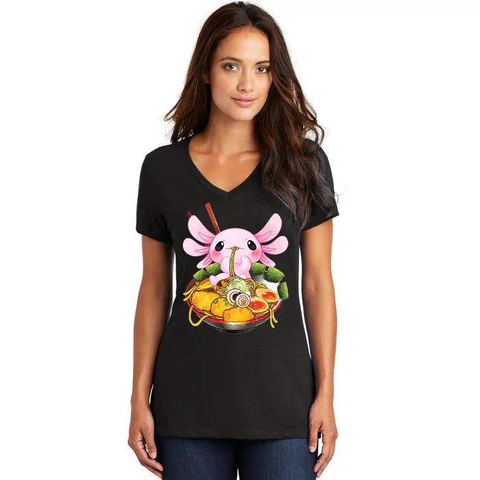 Axolotl Kawaii Japanese Food Women's V-Neck T-Shirt