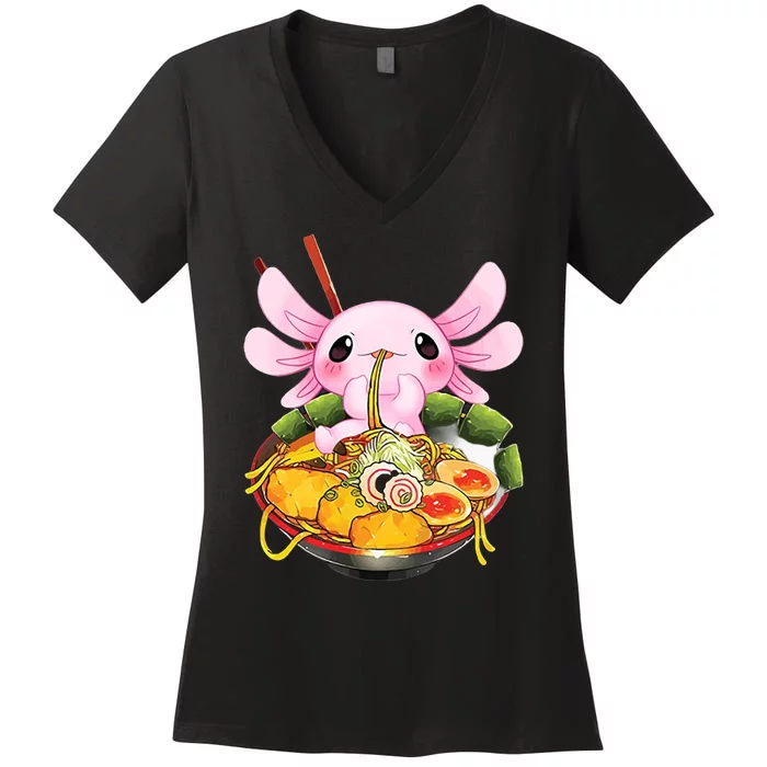 Axolotl Kawaii Japanese Food Women's V-Neck T-Shirt