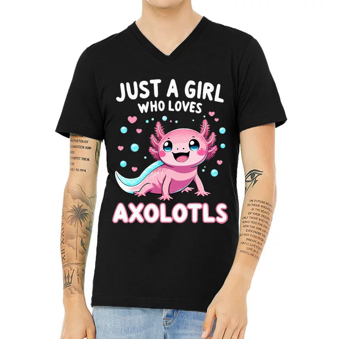 Axolotl Kawaii Just A Girl Who Loves Axolotls V-Neck T-Shirt