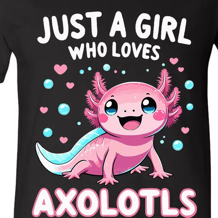 Axolotl Kawaii Just A Girl Who Loves Axolotls V-Neck T-Shirt