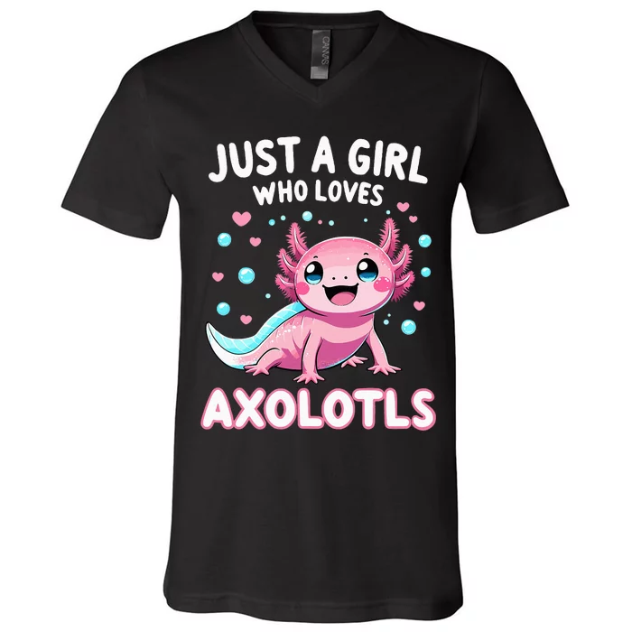 Axolotl Kawaii Just A Girl Who Loves Axolotls V-Neck T-Shirt