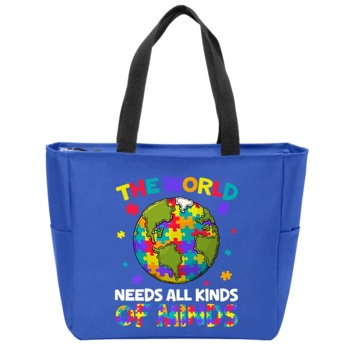 All Kinds Of Minds Autism Awareness Earth Day Autistic Gift Zip Tote Bag