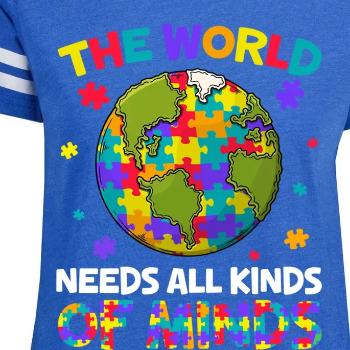 All Kinds Of Minds Autism Awareness Earth Day Autistic Gift Enza Ladies Jersey Football T-Shirt