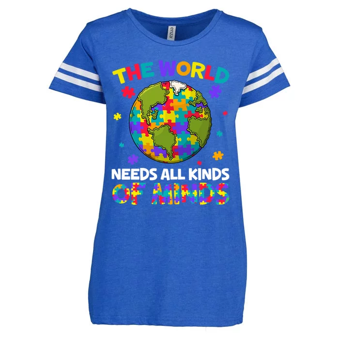 All Kinds Of Minds Autism Awareness Earth Day Autistic Gift Enza Ladies Jersey Football T-Shirt