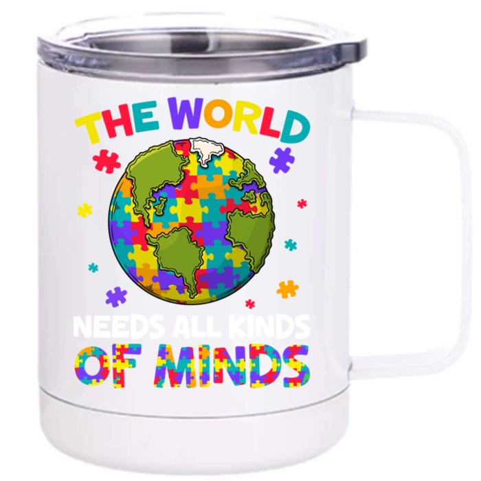 All Kinds Of Minds Autism Awareness Earth Day Autistic Gift Front & Back 12oz Stainless Steel Tumbler Cup