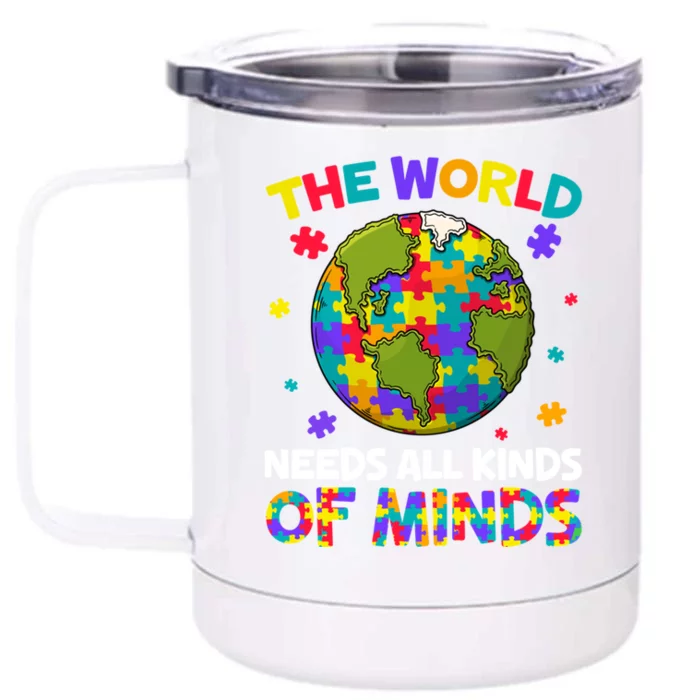 All Kinds Of Minds Autism Awareness Earth Day Autistic Gift Front & Back 12oz Stainless Steel Tumbler Cup