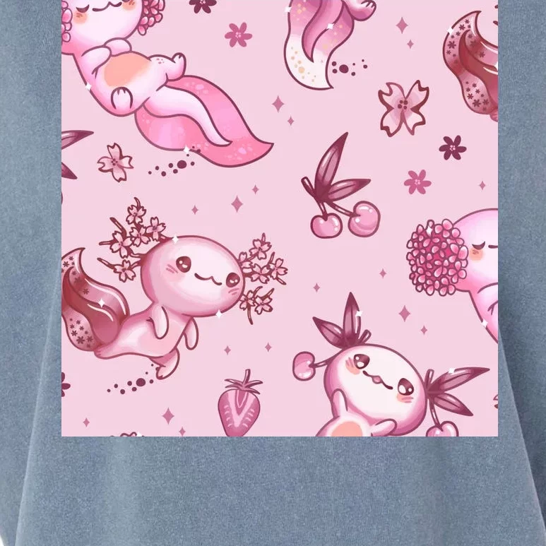 Axolotl Kawaii Pattern Garment-Dyed Women's Muscle Tee