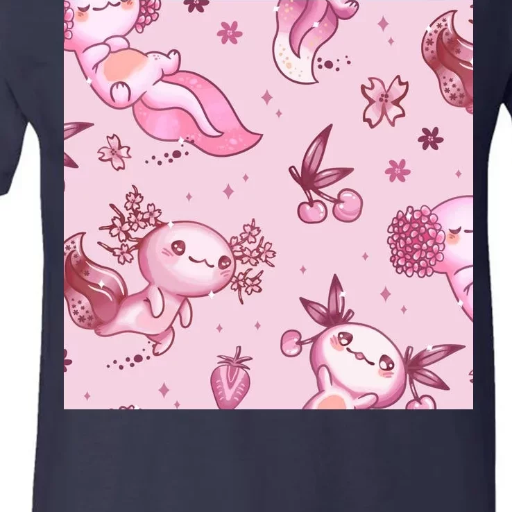 Axolotl Kawaii Pattern V-Neck T-Shirt