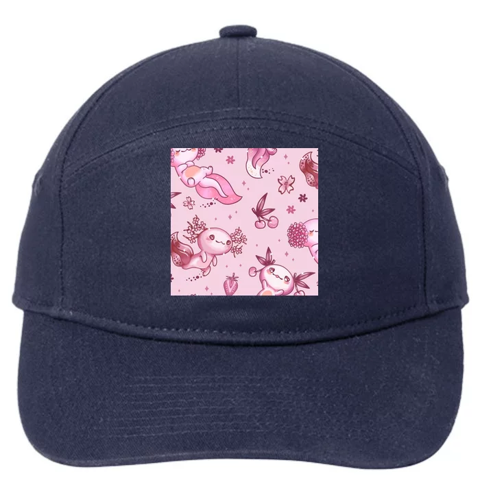 Axolotl Kawaii Pattern 7-Panel Snapback Hat