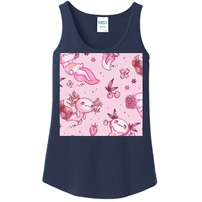 Axolotl Kawaii Pattern Ladies Essential Tank