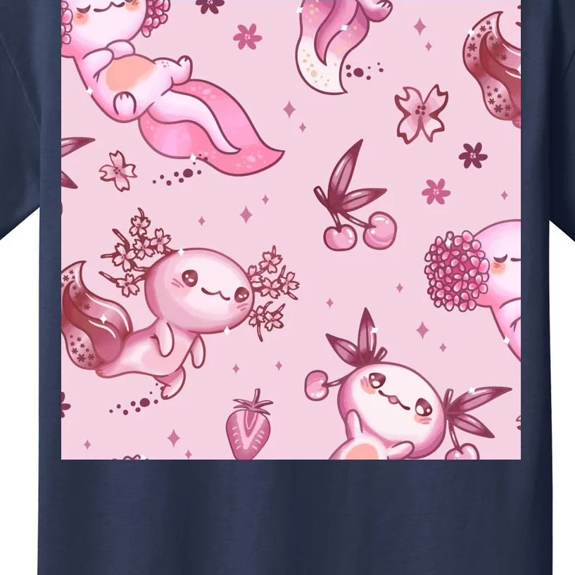 Axolotl Kawaii Pattern Kids T-Shirt