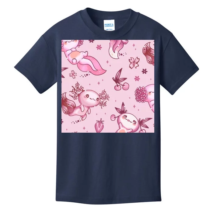 Axolotl Kawaii Pattern Kids T-Shirt