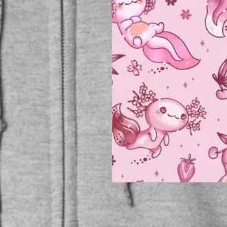 Axolotl Kawaii Pattern Full Zip Hoodie