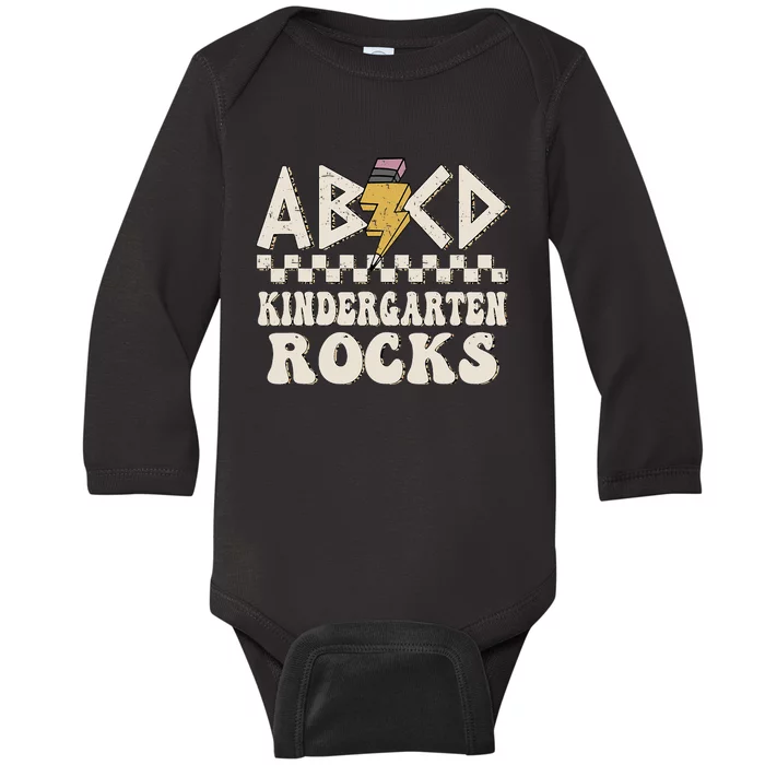 ABCD Kindergarten Rocks Back To School Kindergarten Teacher Baby Long Sleeve Bodysuit