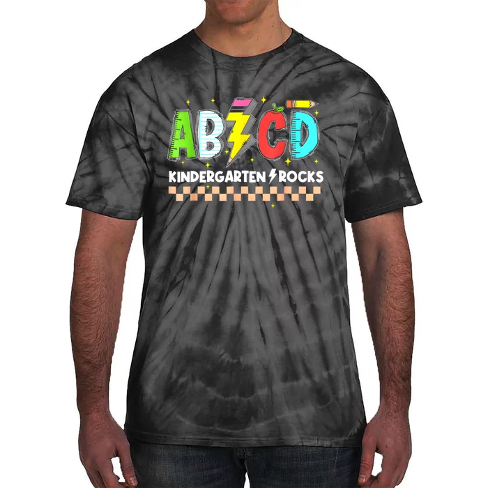 Abcd Kindergarten Rocks Pencil Lightning Teachers Rock S Tie-Dye T-Shirt