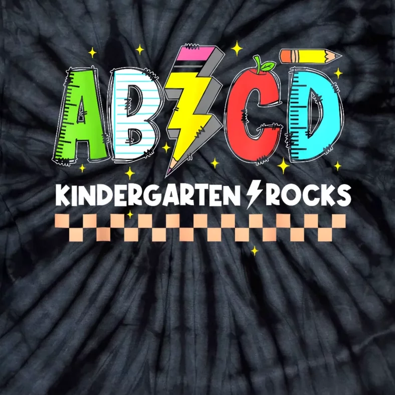 Abcd Kindergarten Rocks Pencil Lightning Teachers Rock S Tie-Dye T-Shirt