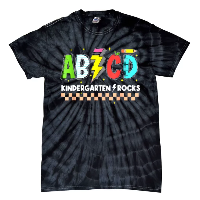 Abcd Kindergarten Rocks Pencil Lightning Teachers Rock S Tie-Dye T-Shirt